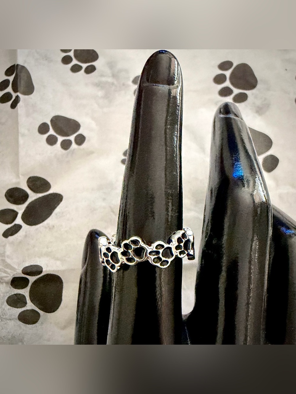 Silver Dog/Cat Paw Print Ring 🐾